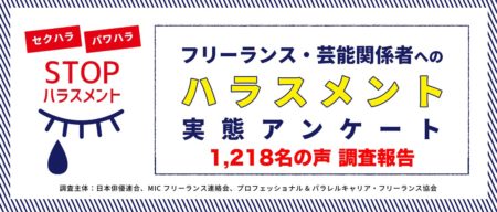 【フリーランス・芸能関係者へのハラスメント実態アンケート調査結果のお知らせ】